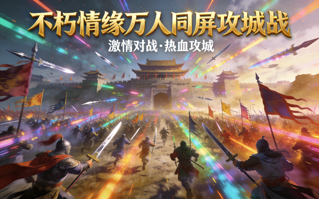 不朽情缘万人同屏攻城战：漫天飞剑与光柱交织的宏大战场